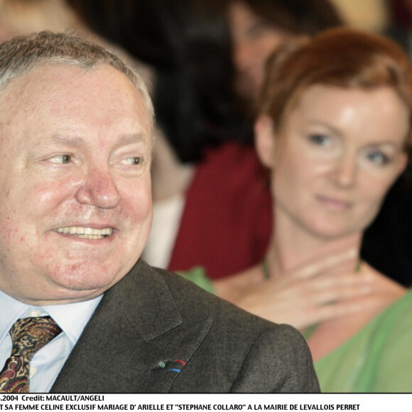 Jacques Martin et sa femme Céline - Mariage d'Arielle et Stéphane Collaro à la mairie de Levallois-Perret. Le 5 mai 2004.