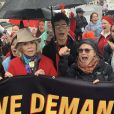 Jane Fonda assiste à la manifestation "Fire Drill Friday" à Washington, le 22 novembre 2019. L'actrice âgée de 81 ans qui s'est installée à Washington pour lutter contre le changement climatique a promis de manifester sur les marches du bâtiment du Capitole tous les vendredis jusqu'à fin janvier.