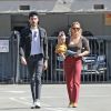 Exclusif - Hilary Duff avec son fiancé Matthew Koma et leur fille Banks, se promènent à Los Angeles, le 5 octobre 2019.