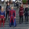 Melissa Benoist, Chris Wood, Erica Durance, Amy Jackson, Chyler Leigh - Tournage de la saison 3 de la série "Supergirl" à Vancouver au Canada le 2 mai 2018.