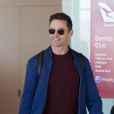 Exclusif - Hugh Jackman arrive à l'aéroport international d'Adélaïde, Australie, le 14 août 2019.