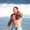 Exclusif - Hugh Jackman est allé se baigner sur la plage de Bondi Beach à Sydney en Australie, le 4 août 2019