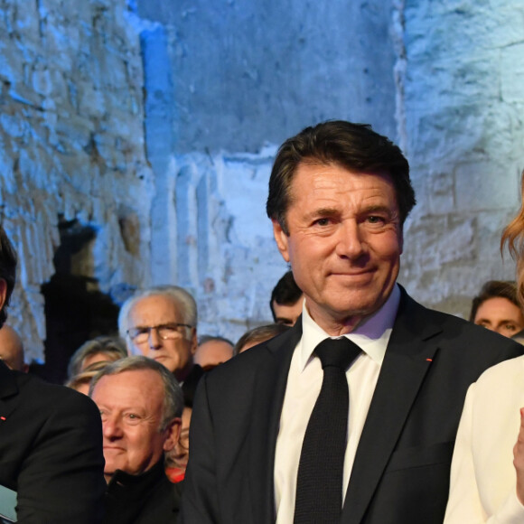 Dominique Estrosi Sassone (Sénatrice et Adjointe au Maire de Nice), Philippe Pradal (1er adjoint de la ville de Nice), Renaud Muselier (Président de la Région Provence-Alpes-Côte d'Azur, Président de Régions de France), Christian Estrosi (Maire de Nice), et sa femme Laura Tenoudji Estrosi durant les voeux de la Ville de Nice, de la Métropole Nice Côte d'Azur, du CCAS de la Ville de Nice et de la Région Provence-Alpes-Côte d'Azur à Nice le 6 janvier 2020 dans l'ancienne église des Franciscains, joyau du patrimoine niçois, récemment réhabilitée. © Bruno Bebert/Bestimage