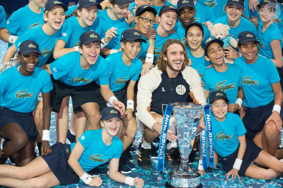 Stefanos Tsitsipas - Le Grec Stefanos Tsitsipas remporte la finale du Masters de tennis de Londres, le 17 novembre 2019, en battant l'Autrichien Dominic Thiem 6-7, 6-2, 7-6.