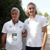 Stefanos Tsitsipas et son père Apostolos - Le joueur de tennis grec Stefanos Tsitsipas (n°7 mondial) s'entraîne pour la Coupe Davis à Athènes, le 10 septembre 2019.