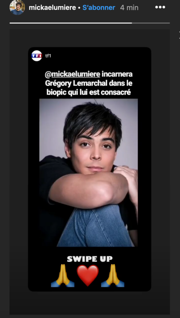 Mickaël Lumière choisi pour incarner Grégory Lemarchal dans le biopic qui lui est consacré - Instagram, 5 décembre 2019