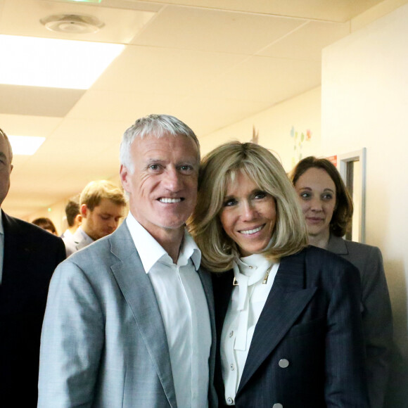 Brigitte Macron (Présidente de la Fondation Hôpitaux de Paris-Hôpitaux de France), Didier Deschamps, parrain de l'opération Pièces Jaunes 2020 lors du lancement de la 31ème édition de l'opération Pièce Jaunes au Centre Hospitalier Régional d'Orléans le 8 janvier 2020. © Dominique Jacovides / Bestimage