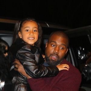 Kanye West, North West - La famille Kardashian West l'hôtel Ritz-Carlton après avoir dîné dans le restaurant Milos à New York, le 21 décembre 2019.