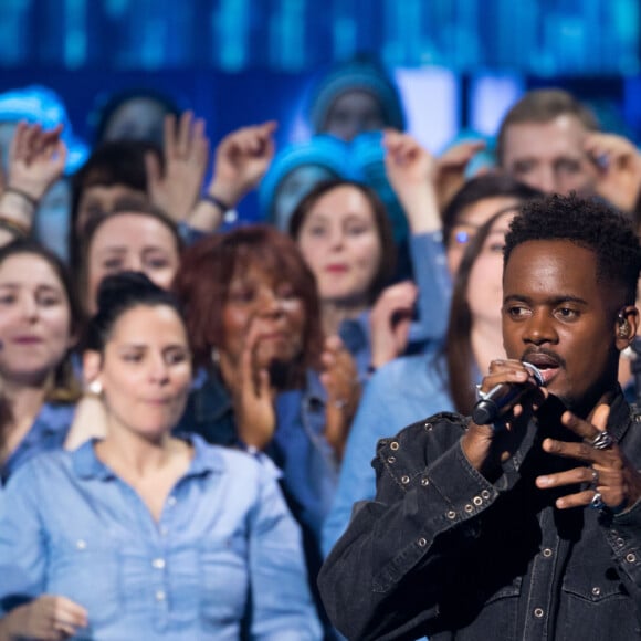 Black M lors de la 33ème édition du Téléthon au Parc de la Villette à Paris le 7 décembre 2019.