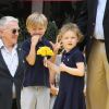 Le prince Albert II de Monaco et ses enfant le prince héréditaire Jacques et la princesse Gabriella lors de l'anniversaire des 20 ans de Bob l'Eponge, au 59eme Festival de Télévision de Monte-Carlo au Grimaldi Forum à Monaco le 16 juin 2019.