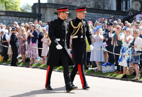 Photo : Les princes Harry et William arrivent à la chapelle St. George au  château de Windsor - Mariage du prince Harry et de Meghan Markle au château  de Windsor, Royaume Uni,