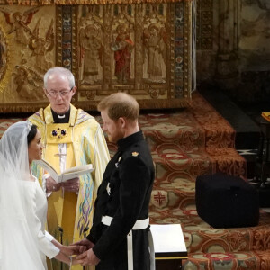 Le prince William, duc de Cambridge, Le prince Harry et Meghan Markle, duchesse de Sussex - Cérémonie de mariage du prince Harry et de Meghan Markle en la chapelle Saint-George au château de Windsor, Royaume Uni, le 19 mai 2018.