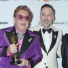 Elton John et son mari David Furnish - People à la 28ème soirée annuelle "Elton John Academy Awards Viewing Party" à West Hollywood, Los Angeles, le 9 février 2020.
