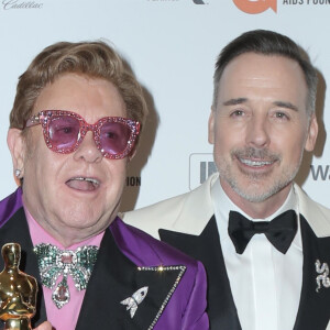 Elton John et son mari David Furnish - People à la 28ème soirée annuelle "Elton John Academy Awards Viewing Party" à West Hollywood, Los Angeles, le 9 février 2020.