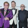 Elton John et son mari David Furnish, Bernie Taupin - People à la 28ème soirée annuelle "Elton John Academy Awards Viewing Party" à West Hollywood, Los Angeles, le 9 février 2020.