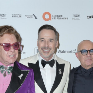 Elton John et son mari David Furnish, Bernie Taupin - People à la 28ème soirée annuelle "Elton John Academy Awards Viewing Party" à West Hollywood, Los Angeles, le 9 février 2020.