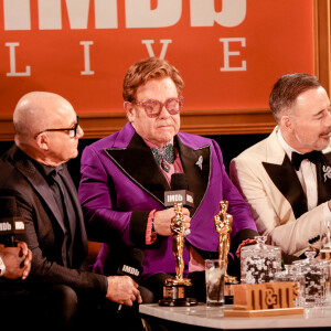 Elton John et son mari David Furnish, Bernie Taupin - People à la 28ème soirée annuelle "Elton John Academy Awards Viewing Party" à West Hollywood, Los Angeles, le 9 février 2020.