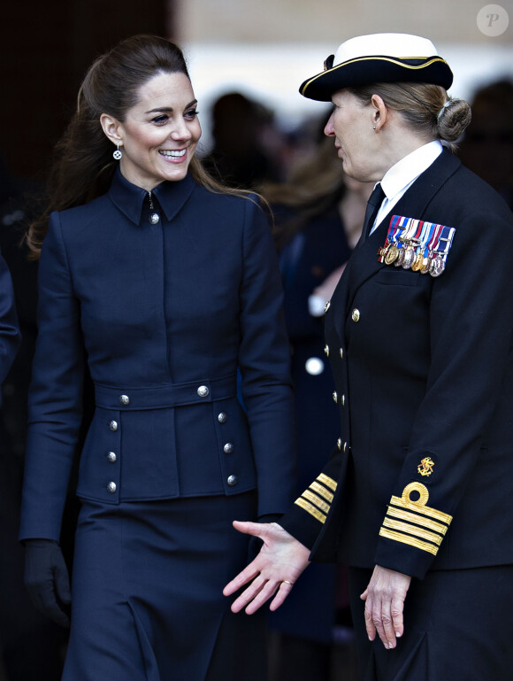Kate Middleton, duchesse de Cambridge, quitte l'hôpital "Defence Medical Rehabilitation Centre" à Loughborough qu'elle a visité, le 11 février 2020.