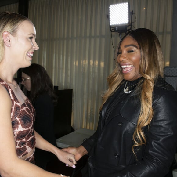 Serena Williams et Caroline Wozniacki assistent à la présentation de la nouvelle collection de "S by Serena" à New York. Le 12 février 2020.
