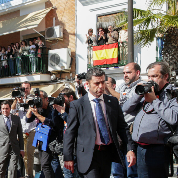 Le roi Felipe VI d'Espagne et la reine Letizia lors d'une visite de l'église Notre-Dame-de-l'Assomption à Huelva le 14 février 2020.