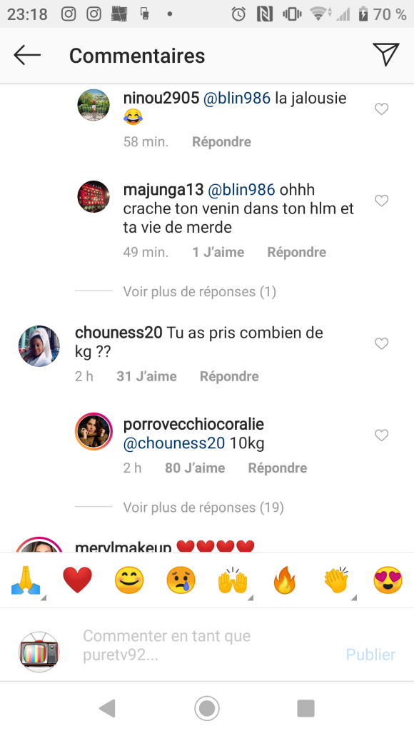 Coralie Porrovecchio répond aux questions des internautes sur Instagram, le 18 février 2020