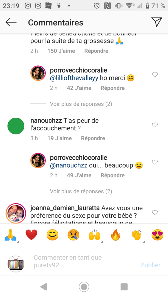 Coralie Porrovecchio répond aux questions des internautes sur Instagram, le 18 février 2020