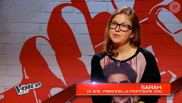Sarah dans The Voice Kids, le 30 août 2014 sur TF1.
