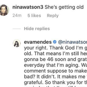 Capture d'écran du compte Instagram d'Eva Mendes.