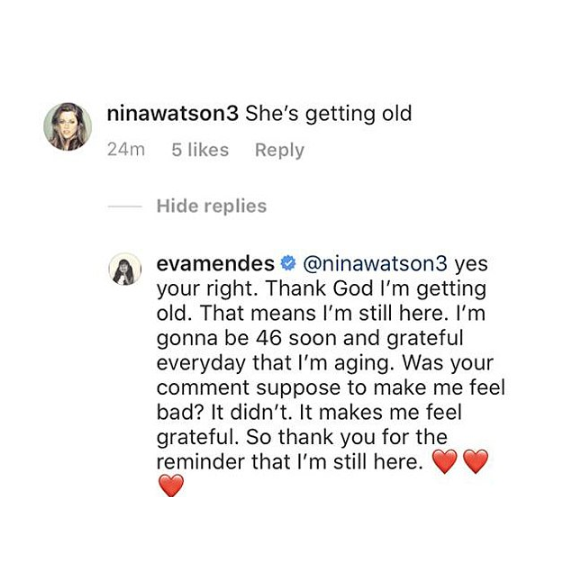 Capture d'écran du compte Instagram d'Eva Mendes.