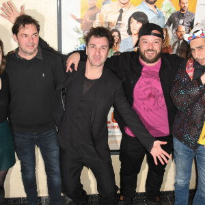 Kody Kim, Sarah Suco, Olivier Van Hoofstadt, Michael Youn, Alban Ivanov, Estéban et guest lors de l'avant-première du film "Lucky" au cinéma Max Linder Panorama à Paris, France, le 25 février 2020. © Coadic Guirec/Bestimage