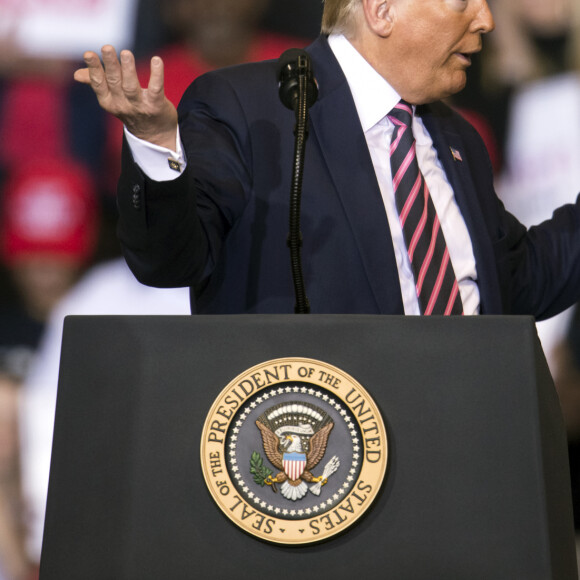 Donald Trump en meeting pour les élections présidentielles américaines 2020 au Las Vegas Convention Center. Le 21 février 2020 © Brian Cahn / Zuma Press / Bestimage