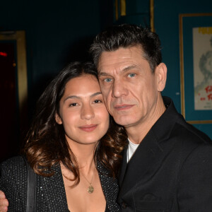 Exclusif - Marc Lavoine et sa compagne Line Papin lors de la générale du spectacle "Les souliers rouges" aux Folies Bergères. Paris. Le 04 Février 2020. © Veeren/Bestimage