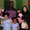 Exclusif - Mamadou Sakho avec sa femme Majda et leurs enfants, Aïda, Sienna et Tidane au premier goûter des étoiles au profit de l'association AMSAK à l'Orangerie au Jardin d'acclimatation à Paris, France, le 1er mars 2020. © Marc Ausset-Lacroix/Bestimage