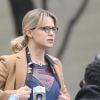 Melissa Benoist sur le tournage de la série Supergirl à Vancouver au Canada, le 2 décembre 2019