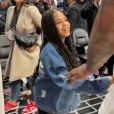 Jay-Z, sa fille Blue Ivy et LeBron James à l'issue du match de NBA Los Angeles Clippers - Los Angeles Lakers au Staples Center. Le 8 mars 2020.