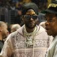 2 Chainz et Jay-Z assistent au match de NBA Los Angeles Clippers - Los Angeles Lakers au Staples Center. Los Angeles, le 8 mars 2020.