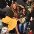 Beyoncé, sa fille Blue Ivy Carter, Tina Knowles et son mari Richard Lawson assistent au NBA All-Star Game 2018 au Staples Center. Los Angeles, le 18 février 2018.