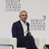 L'ancien président Barack Obama participe au forum "Wolrd Travel and Tourism Council 2019 " à Séville le 3 avril 2019.