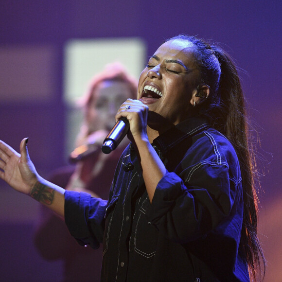 Amel Bent - Concert caritatif "Leurs Voix pour l'Espoir" au profit de la recherche contre le cancer du pancréas, créé et présenté par L. Cholewa à l'Olympia à Paris, le 7 octobre 2019. © Marc Ausset-Lacroix - Pierre Perusseau / Bestimage