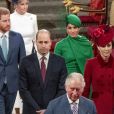 Le prince Charles le prince William, duc de Cambridge, et Kate Catherine Middleton, duchesse de Cambridge, le prince Harry, duc de Sussex, Meghan Markle, duchesse de Sussex - La famille royale d'Angleterre lors de la cérémonie du Commonwealth en l'abbaye de Westminster à Londres. Le 9 mars 2020