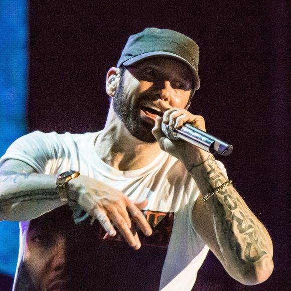 Eminem en concert lors du festival "Bonnaroo Music and Arts" à Manchester, le 17 juin 2018.