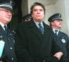 Bernard Tapie lors du procès OM/Valenciennes, à Valenciennes, le 25 mars 1995.
