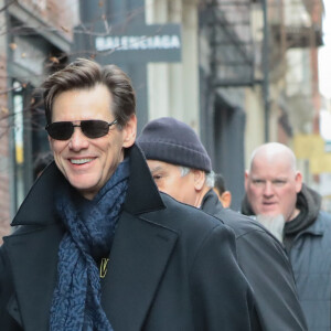 Jim Carrey à la sortie de son hôtel à New York le 7 février 2020.