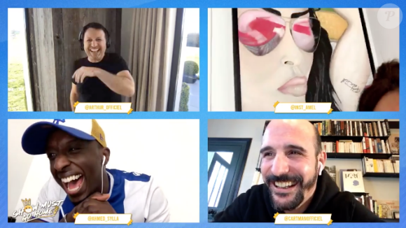 Amel Bent, Arthur, Ahmed Sylla et Cartman dans "The Show Must Go Home". Le 23 mars 2020.