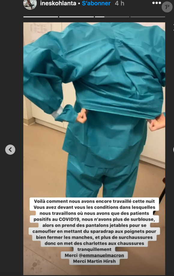 Inès (Koh-Lanta) de garde à l'hôpital, interpelle Emmanuel Macron - Instagram, 27 mars 2020