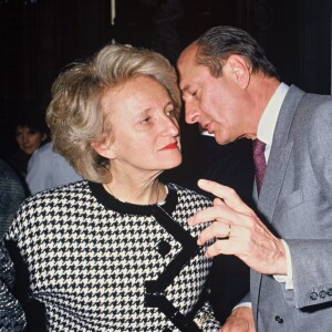 Jacques Chirac et Bernadette Chirac à Matignon, en 1988 à Paris.