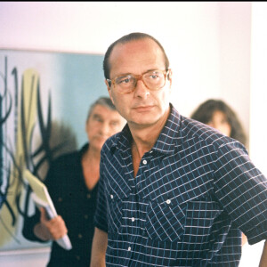 Archives - Jacques Chirac et sa femme Bernadette en vacances à Saint-Paul de Vence. Le 9 août 1983.