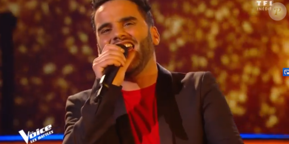 Sarah et Faiz lors des battles de "The Voice 2020" - Talents de l'équipe de Amel Bent. Émission du samedi 28 mars 2020, TF1