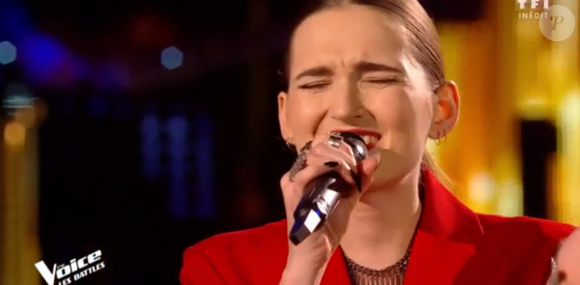 Pia et Nessa lors des battles de "The Voice 2020" - Talents de Pascal Obispo. Emission du samedi 28 mars 2020, TF1