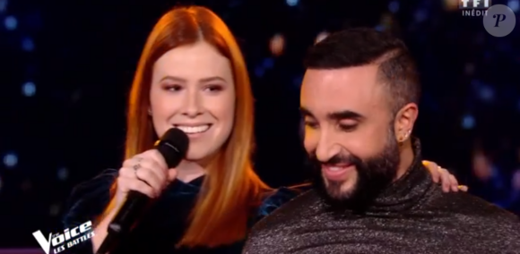 Matteo et Margau lors des battles de "The Voice 2020" - Talents de Lara Fabian. Emission du samedi 28 mars 2020, TF1